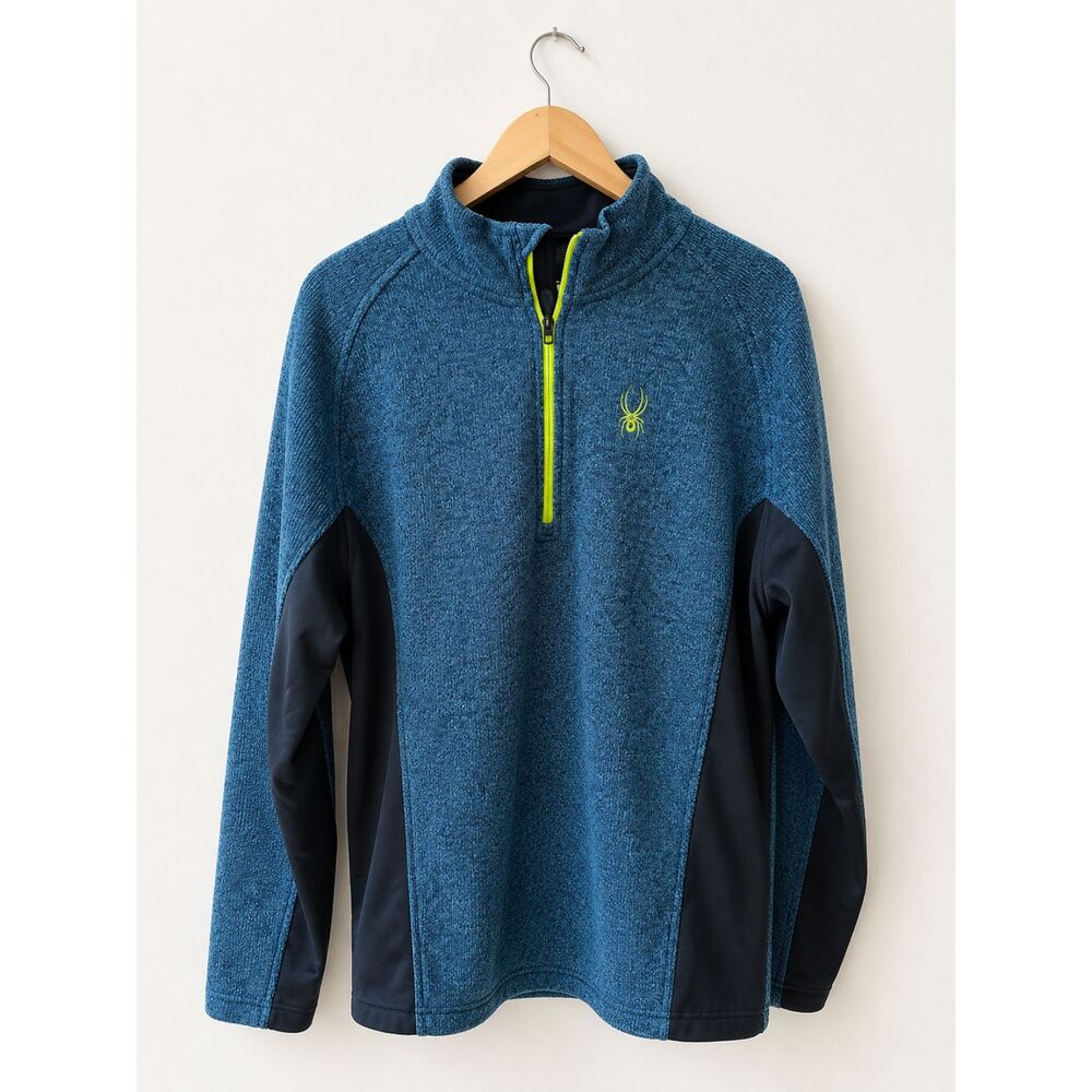 Spyder Men’s XXL Blue Black Quarter Zip Pullover Fleece Active Outdoor Ski